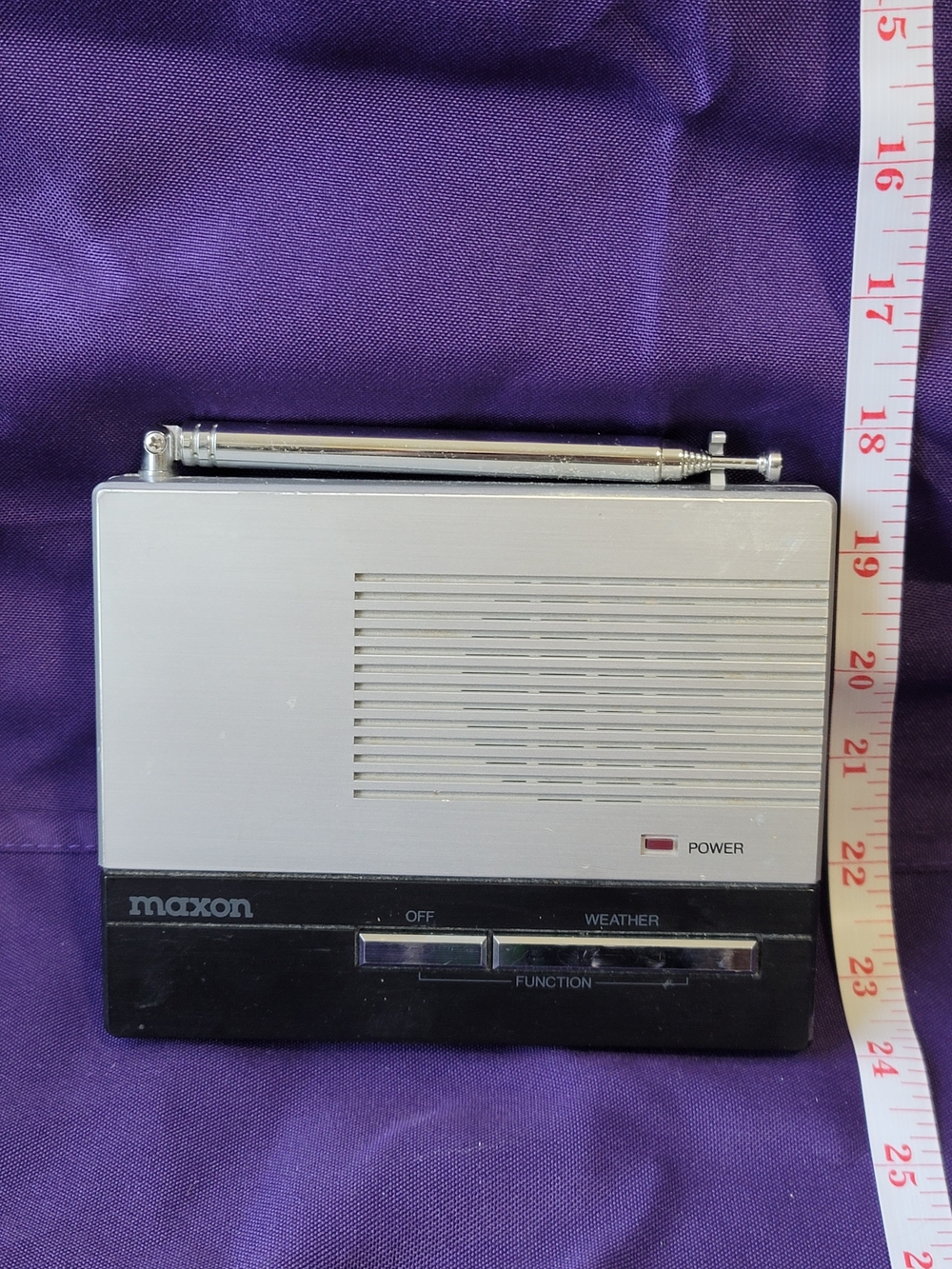Maxon Vintage Silver and Black Portable Weather Radio Receiver